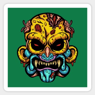 Predatory monster skull zombie illustration Sticker